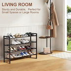 4-Tier Expandable Shoe Rack, Adjustable Shoe Shelf Storage Organizer Heavy Duty Metal Free Standing Shoe Rack for Entryway Closet Doorway (Black) - size: 4 Tier