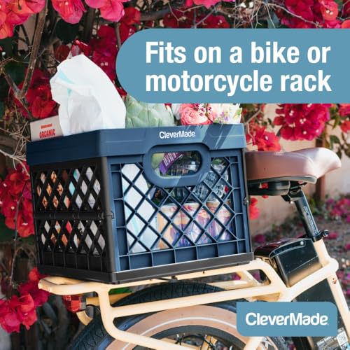 CleverMade Collapsible Milk Crate 25L (6.6 Gal), 50 lb Capacity Heavy Duty Folding Crate – Stackable Storage Crates with File Rails, Plastic Collapsible Crates - Obsidian - color: Obsidian, size: 1 Pack