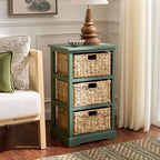 SAFAVIEH Home Collection – Halle Dusty Green 3-Drawer Basket Storage Side Table, Coastal Accent Design, Fully Assembled (AMH5738J) - color: Dusty Green