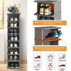 AFOORD Narrow Shoe Rack12Tiers, Tall Skinny Shoe Organizer, Small Space and Vertical Shoe Rack, Suitable for Entryway,Hallway,Closet, Corner, Bedroom and Garage Shoe Shelf (Classic Grey