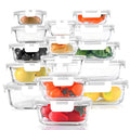 KOMUEE 30 Pieces Glass Food Storage Containers Set, Glass Meal Prep Containers Set with Snap Locking Lids, Airtight Glass lunch Containers, Microwave, Oven, Freezer & Dishwasher,White - color: White