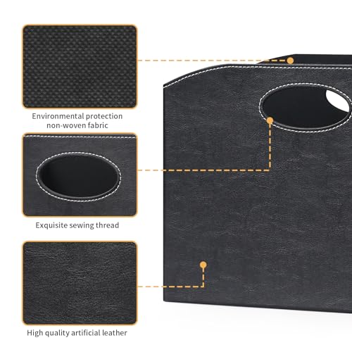 EZDeco Magazine Holder Foldable Magazine Rack Floor PU Leather File Holder Newspaper Book Storage Magazine Basket Document File Folder Organizer for Office Home (Black) - color: Black