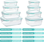 Vtopmart 8 Pack Glass Food Storage Containers with Airtight Lids, Glass Meal Prep Containers, Lunch Office Meal for Microwave, Oven, Freezer and Dishwasher, BPA Free - color: Green