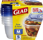 Glad GladWare Medium Rectangle Food Storage Containers with Lids, BPA Free Plastic for Soups Salads and Meal Prep, Airtight Leak Resistant, Microwave Dishwasher Freezer Safe, 24 Oz, 5 Count - 6 Pack - size: 24 oz - 30 Count, style: Rectangle