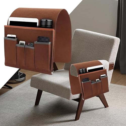 Multifunctional Sofa Organizer - Non Slip Armrest Storage Bag, Convenient Couch Pocket for Remote, Phone, and Accessories, Sturdy Design, Best for Recliner, Home, Use - color: Brown