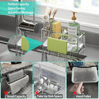 HapiRm Sponge Holder for Kitchen Sink - Self-draining Sink Caddy with Brush and Dishcloth Holders with Sloping Drainage - Silver - color: Silver-sloping, size: with Dishcloth Holder