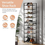 10 Tier Shoe Rack, Tall Metal Shoe Storage with Adjustable Shelves, Holds 20-25 Pairs, Stackable Shoe Stand for Garage Hallway Bedroom, Bronze - size: 10Tier