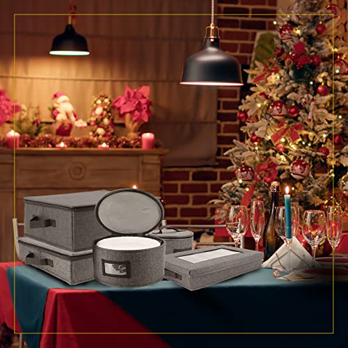 Homelux Theory 2pc Dessert Storage with Lid, Hard Shell China Storage Containers, Heavy Duty Dinnerware Storage Box with 24 Felt Pads and Thick Surface for Dishes and Dinner Plate, Move Out Essentials - color: Dark Gray, size: 7. Dessert Plate Storage (2p