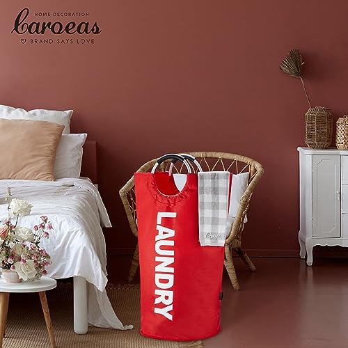 Caroeas 90L Laundry Basket (13 Colors), Waterproof Laundry Hamper, Laundry Bag with Padded Handles, Clothes Hamper Stands Up Well, Collapsible Laundry Basket Easy Storage - color: Red, size: 90L