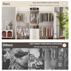 5–9FT Closet System with 3 Wood Drawers, Closet Organizer System with 5 Expandable Hanging Rods, Walk-in Closet System with Shelves, Wall Mounted Built-in Closet Organization System