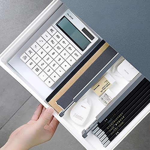 ANTOWIN Bamboo Drawer Dividers Organizers, Expandable Drawer Separators Splitter,17-22 inches Long Adjustable Spring-loaded Organizer for Large Utensil, Clothes, Tools Drawers (Grey) - color: Grey