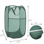Pop Up Laundry Basket, Collapsible Mesh Laundry Hamper, Vertical Popup Hamper for Laundry, Spacing Saving Storage Basket for Bedroom, Hotel, Cruise, Green - color: Green