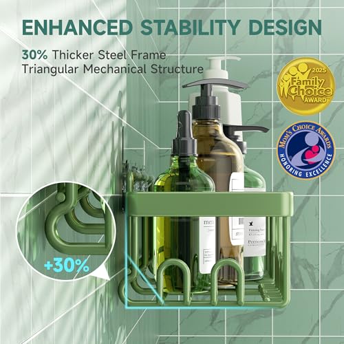 Veken Rustproof & Waterproof Shower Caddy 6-Pack, No Drilling Adhesive Shelves Rack with Soap Holder, Large Capacity Bathroom Organizers and Storage, Wall-Mounted Kitchen & Home Decor, Green - color: H. Green