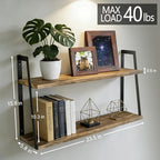 SRIWATANA Floating Wall Shelves, 2-Tier Rustic Wood Shelves for Bedoom, Bathroom, Living Room, Kitchen(Carbonized Black) - color: 1. Carbonized Black