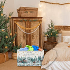 Geelin 3 Pcs Christmas Winter Baskets Wonderland Storage Basket for Gifts Collapsible Waterproof Canvas Xmas Reindeer Storage Bin Organizer with Handles for Book Closet Shelf Nursery Decor - style: Christmas Winter
