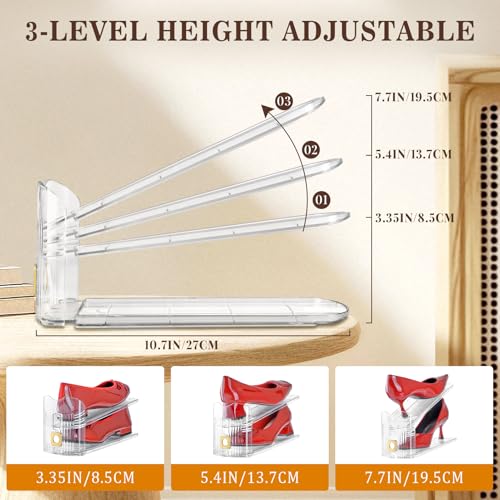 Shoe Slots Organizer for Closet, 30 Pack Shoe Stacker Organizer, Shoe Storage Space Savers 50%, 3 Levels Adjustable Shoe Racks for Closet Organization - color: Gold, size: 30 Pack