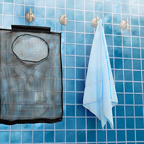 Hanging Mesh Laundry Hamper (30in*20in*2in) Large Dirty Clothes Bag, Can Be Used Behind The Door & Closet & Caravan& Bathroom (Black) - color: Black