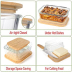 Set of 4 Stackable Space-Saving Nesting Glass Containers with Airtight Bamboo Lids - Lunch, Meal & Food Prep - Microwave & Oven Safe BPA Free Durable Heat Resistant Inert Borosilicate Glass - color: 4 Containers with Bamboo Lids