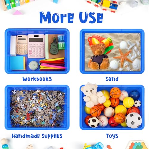 Hoteam 10 Pcs Flat Storage Organizer Tray Bin Paper Tray for Classroom Plastic Stackable File Organizer for School Office Teacher Book Organization(Blue,13.78 x 9.84 x 3.15 Inch) - color: Blue, size: 13.78 x 9.84 x 3.15 Inch