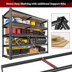 REIBII Garage Shelving 72''H Storage Shelves,Metal Shelving 5 Tier Shelves Adjustable Pantry Shelf for Closet Pantry Basement Kitchen Warehouse 72" H x 40" W x 20" D,2500LBS - size: 20"D x 40"W x 72"H