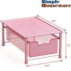 Simple Houseware Stackable Cabinet Basket Drawer Organizer, Pink - color: Pink, size: 1-Tier