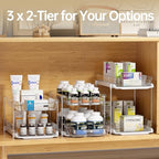 Delamu 2 Sets of 3-Tier Bathroom Under Sink Organizers and Storage, Multi-Purpose Stackable Pantry Organization and Storage, Pull Out Clear Kitchen Bathroom Cabinet Organizer with Movable Dividers | Storage, Multi-Purpose, Stackable, Pantry Organization,
