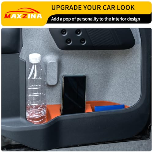 Door Side Storage Tray Compatible with 2022-2025 (No for 2026) Ford Maverick Side Door Storage Box Door Organizer Phone Pocket Silicone Front & Rear 4PCS Maverick Accessories (Original Orange) - color: Original Orange