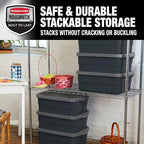 Rubbermaid 6-Pack Totes for Storage with Lids, Heavy Duty Plastic Storage Bins with Lids, Black Gray, 10 GAL - Stackable for Garage, Attic, Camping (10 GAL - 6 Pack Solid Black and Grey) - size: 10 Gal - 6 Pack