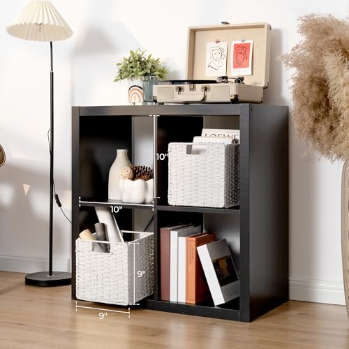 StorageWorks 9 inch Wicker Storage Cubes, Handwoven Wicker Baskets for Storage, Square Cube Basket, Foldable Paper Rope Basket for Organizing, White, 2 Pack - color: White, size: 9"L x 9"W x 9"H