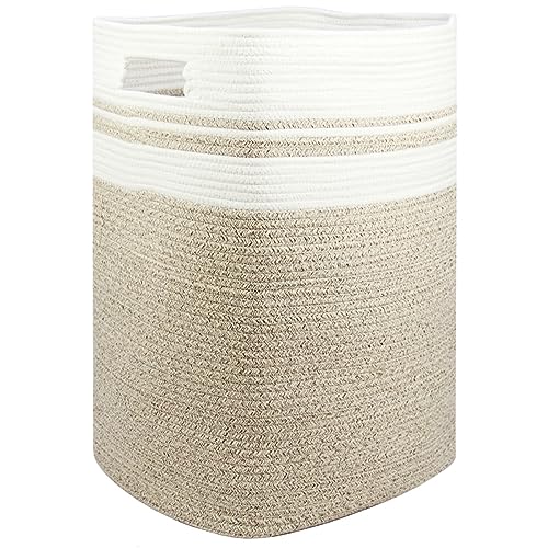 Casaphoria Laundry Hamper, Light Brown Cotton, 16x13x22in, Foldable, Square, Large, Box, 50L, Living Room, Bedroom, Laundry Room Storage - color: Light Brown