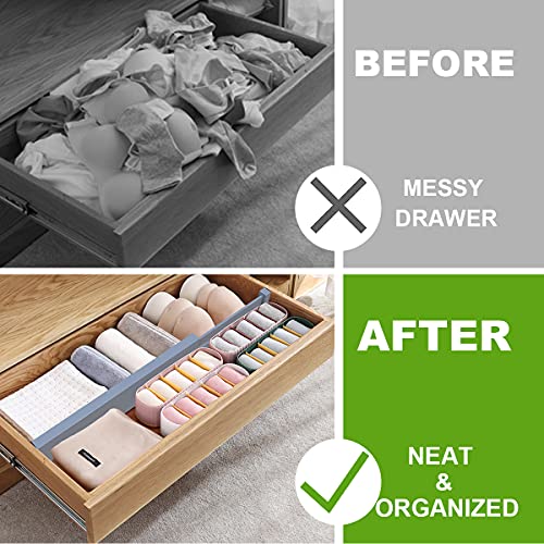 ANTOWIN Bamboo Drawer Dividers Organizers, Expandable Drawer Separators Splitter,17-22 inches Long Adjustable Spring-loaded Organizer for Large Utensil, Clothes, Tools Drawers (Grey) - color: Grey