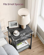 VASAGLE Side Table, Small End Table, Tall Nightstand for Living Room, Bedroom, Office, Bathroom, Misty Gray and Classic Black ULET273B68 - color: Misty Gray + Classic Black