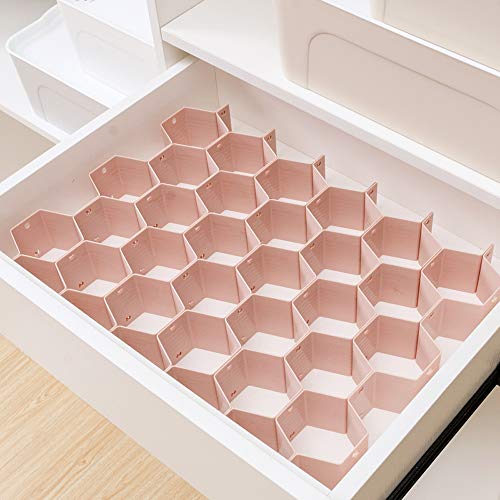 Poeland Drawer Divider Organizer Adjustable DIY Grid Honeycomb Drawer Divider for Underwear Belt Scarf Socks Pink 2 Pack - color: Pink(2pack)