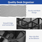 EOOUT Desk Organizer, Pencil Holder for Desk, Mesh Office Desk Accessories with 8 Compartments and 1 Drawer Stationery Holder School Supplies - color: Black