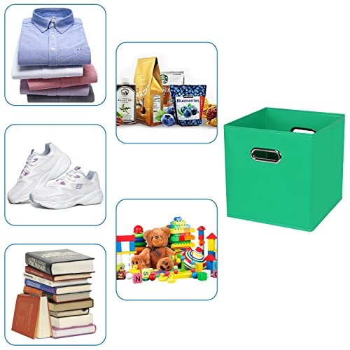 Black Fabric Cubby Storage Bins,13x13x13 Inches,Cube Organizer Bin Foldable Storage Boxes with Dual Handles Fabric Organizer Box and collapsible Storage basket,Set of 3,Green - color: Green, size: 3 Pack