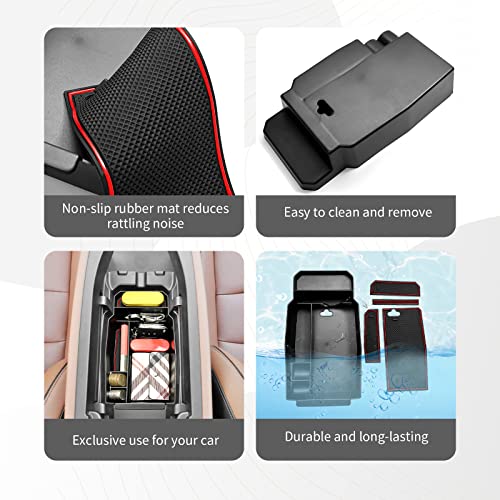 CDEFG 2023 2024 2025 2026 CX-50 Center Console Organizer Tray for 2023-2026 Mazda CX-50 Armrest Tray CX50 Central Consola Organizer Storage Box 2025 2026 Mazda CX50 Accessory (Red) - color: Red
