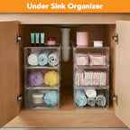 6 Pack Stackable Storage Drawers,Plastic Organizers Bins, Drawers Storage with Handles and Movable Dividers for Organization and Storage in Fridge,Bathroom, Pantry, Kitchen Cabinets, Under Sink - size: 6Pack 4.4"H-with Dividers