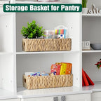 dreamkey Set of 2 Water Hyacinth Toilet Paper Storage Baskets, Wicker Bathroom Organizer for Toilet Tank Top, Small Hand-Woven Decorative Nesting Baskets with Handles - style: Rustic