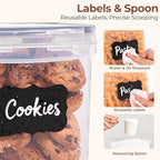 ComSaf Airtight Food Storage Containers with Lids, 11 Pcs Canisters Sets for the Kitchen, Plastic Pantry Organizers and Storage for Cereal, Flour, Sugar,Kitchen Storage Containers Include Labels - size: 7 Size-Rectangle