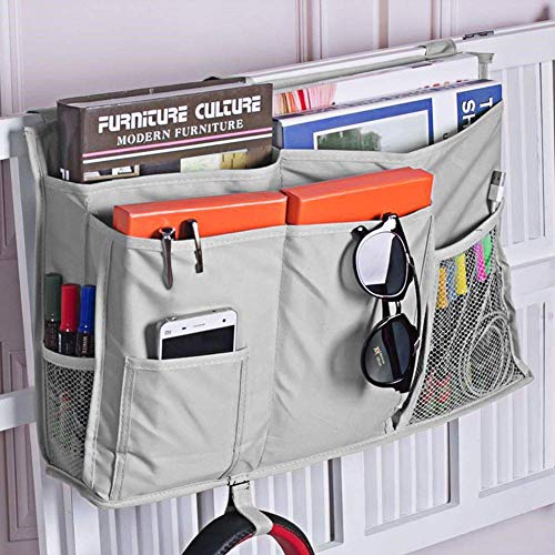 Sugaroom Bunk Bed Organizer - Bedside Storage Caddy with Pockets for College Dorm, Hospital, Baby Bed & Camp (Grey) - color: A-Grey, size: Large