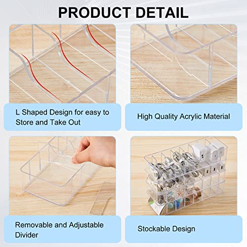Tatuo 1 Pcs Cable Organizer with 10 Wire Ties, Plastic Cord Storage Charger Box Electronics Organizer with Adjustment Compartments Cable Storage for Drawer Home Office Desk Accessories (Clear) - color: Clear