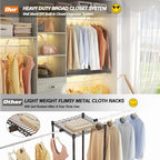 iSunirm 8FT Closet System, 96'' Closet Organizer System with 3 Hanging Rods, Wall Mount Bedroom Wardrobe with 3 Drawers Walk-in Closet, Adjustable Garment Rack from 5 to 8FT(Cut to Fit), White Oak - color: White Oak