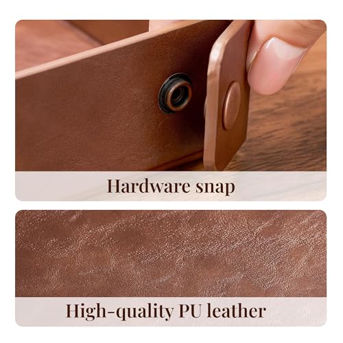 Catch All Valet Tray - EDC Organizer for Key, Wallet, Watch, Jewelry, Phone, coin change | Faux Leather Storage Tray for Dresser, Nightstand, Desk, Entryway, Travel Storage | Brown - color: Brown