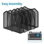 Simple Trending Mesh Desktop File Sorter Organizer, 5-Section Bookshelf for Desk Home Office, Black - style: 5 Section-Black