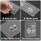 14 Pack Shower Caddy Adhesive Replacement, Transparent Strong Adhesive Hooks, No Drilling, Waterproof Wall Hooks for Shower Caddy, Bathroom Storage Shelves and Kitchen Racks - color: ‎4 Triple + 4 Double + 6 Single