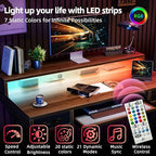 TIQLAB Standing Desk with Two Drawers, Stand Up Standing Desk Adjustable Height, Electric Sit Stand Table with Storage Shelf and Splice Board, with LED Light, 47 * 28 inch, Black Walnut - color: Black Walnut, size: 47*28 inch with keyboard tray