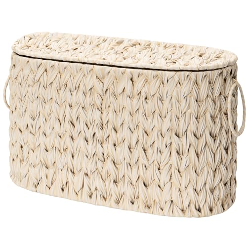 GRANNY SAYS Toilet Paper Storage Basket with Lid, Freestanding Toilet Paper Holder, Bathroom Organizers and Storage, Wicker Basket for Bathroom Storage, Butter Milk - color: Butter Milk, size: 15¾"L x 6½" Wx 10¼"H (with Lid)