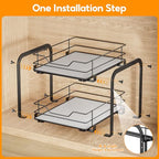 Spice Rack Organizer for Cabinet, 2 Tier Pull Out Spice Rack – Heavy Duty Metal Spice Organization for Cabinet, 50-Jar Capacity, Height Adjustable Cabinet Organizer (11.5W" X 10.5"D X 9"H, Black) - size: 11.5W" X 10.5"D X 9"H - 2 Tier