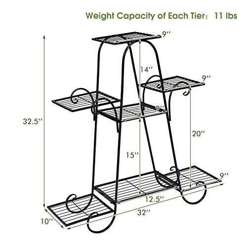 S AFSTAR 7 Tier Plant Stand, Parisian Style Garden Cart Stand, Multi-layer Mental Plant Stand, Plant Flower Pot Display Rack, Pot Holder for Indoor Outdoor Plant Stands for Patio Balcony (Black)