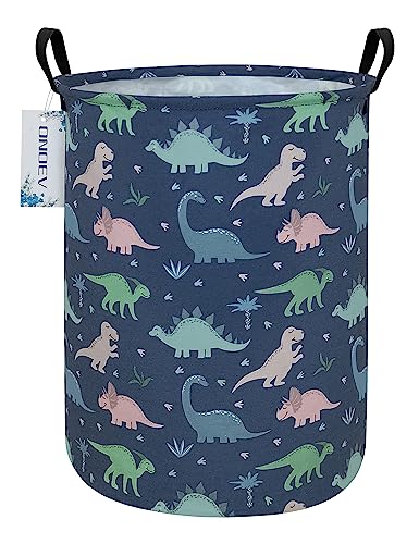 Round Waterproof Laundry Basket,Foldable Storage Basket,Laundry Hampers with Handle,Gift Basket,Suitable for Children's Room and Toy Storage (Blue Dinosaur) - color: Dinosaur